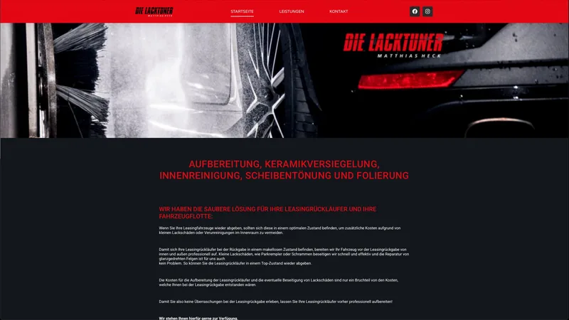 Website für Die Lacktuner in Nordhorn, erstellt von 52grad