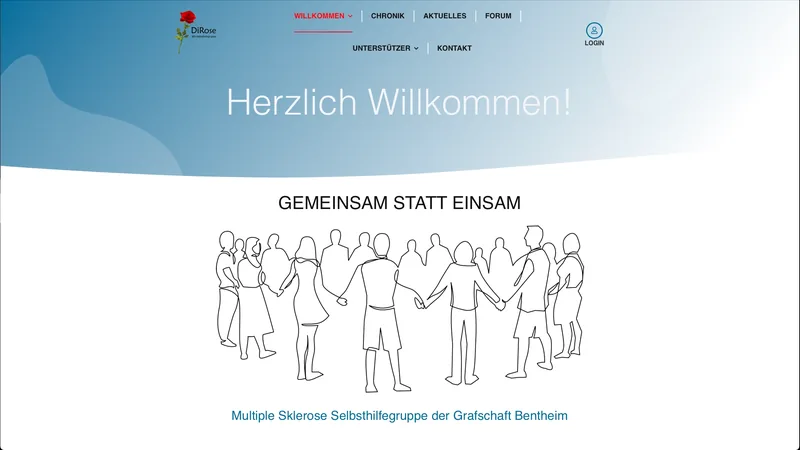 Website für die MS-Selbsthilfegruppe DiRose in Nordhorn, erstellt von 52grad