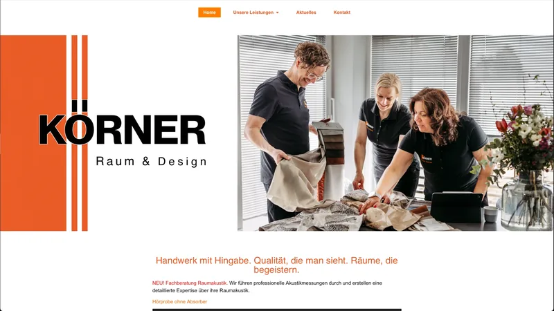 Website für Körner Raum und Design in Emlichheim, erstellt von 52grad