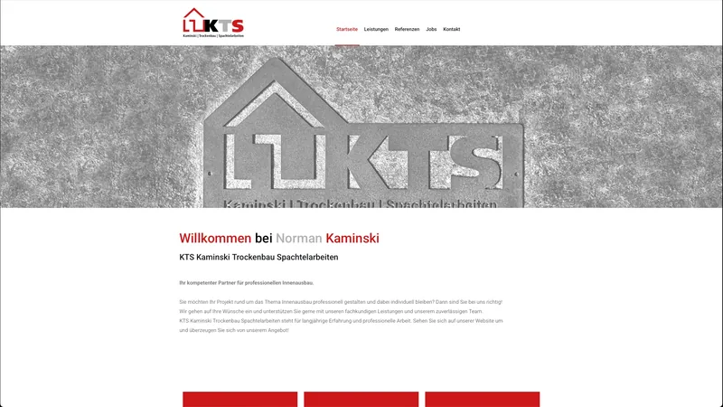 Website für KTS Kaminski Trockenbau in Wietmarschen, erstellt von 52grad