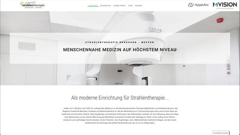 Website für die Gemeinschaftspraxis für Strahlentherapie Nordhorn-Meppen, erstellt von 52grad