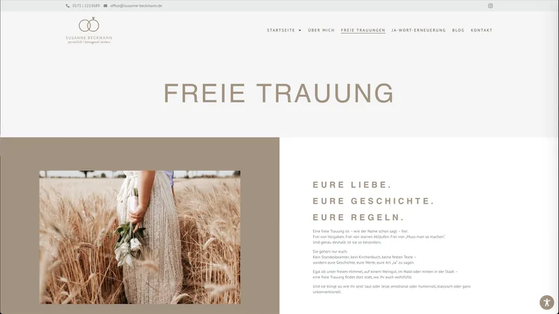 Website für die freie Traurednerin Susanne Beckmann in Osnabrück, erstellt von 52grad